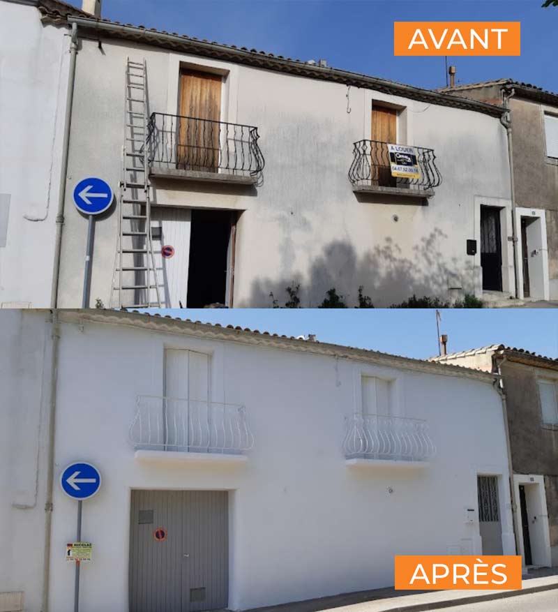 Travaux de toiture et façade : Nettoyage basse pression et le démoussage par pulvérisation de toiture biodégradable et la résine hydrofuge toiture. Travaux de couverture, réparation de toiture et de zinguerie : gouttière, bande de rive, solin. Ravalement peinture façade : Nettoyage et démoussage, peinture et imperméabilisation hydrofuge façade. Nettoyage des extérieurs : Nettoyage basse pression de vos pavés, dallages, murets, terrasse … sur Montpellier dans l’Hérault (34)