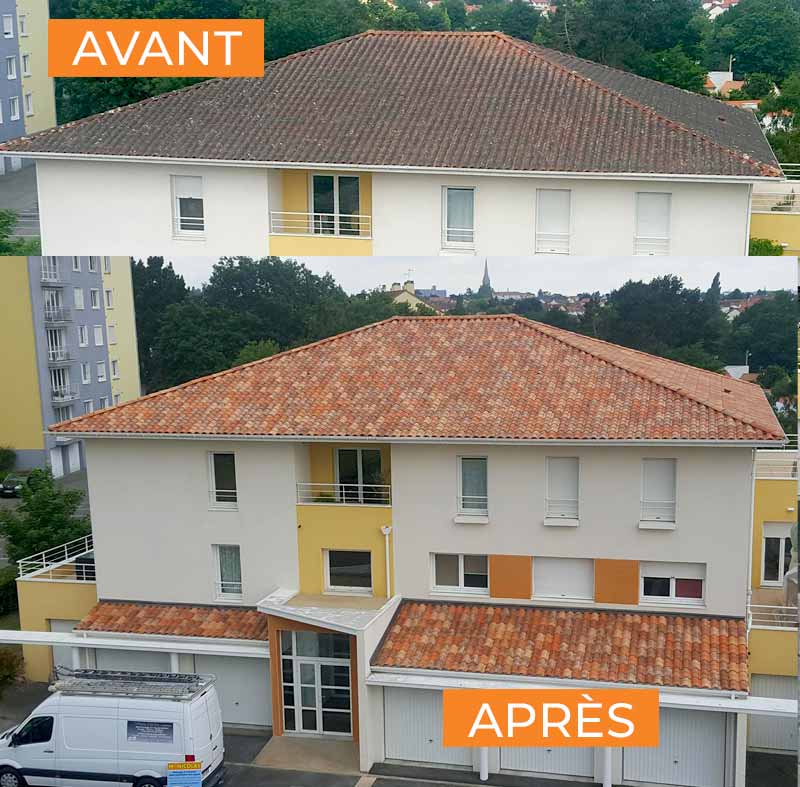Travaux de toiture et façade : Nettoyage basse pression et le démoussage par pulvérisation de toiture biodégradable et la résine hydrofuge toiture. Travaux de couverture, réparation de toiture et de zinguerie : gouttière, bande de rive, solin. Ravalement peinture façade : Nettoyage et démoussage, peinture et imperméabilisation hydrofuge façade. Nettoyage des extérieurs : Nettoyage basse pression de vos pavés, dallages, murets, terrasse … sur Montpellier dans l’Hérault (34)